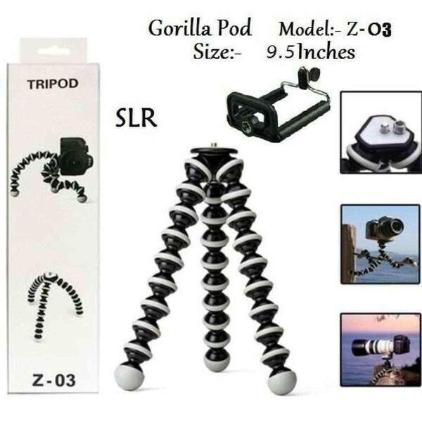 Z-03 Tripod Stand With Phone Holder Clip For Mobile Smartphones & DSLR Cameras