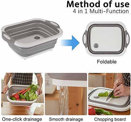 2 in 1 CHOPPING BOARD Folding Cutting Board Multifunctional Foldable Chopping Blocks Vegetable Fruit Storage Basket 3 Layers for Kitchen Home Living