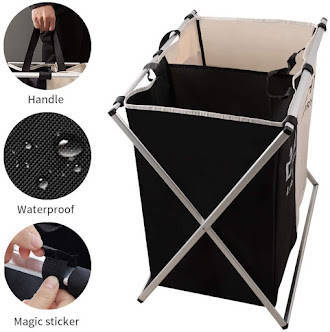 2 Sections Laundry Basket Clothes Hamper Organizer