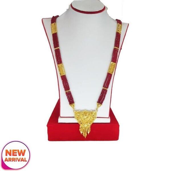 24K Gold Plated Mangalsutra 3-Line Crystal Beads For Women