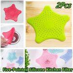 2Pcs Star Silicone Sucker Kitchen Sink Anti-Clogged Bathroom Sewer Drainage Hair Filter