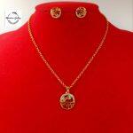 Abhushan Gallery Panchadhatu Goldplated Locket Chain With Earring For Women
