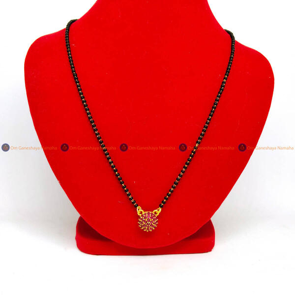 American Diamond Black Crystal Beads Mangalsutra For Women