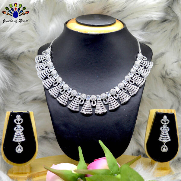 American Diamond (CZ) Studded Necklace & Earrings Set