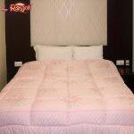 Baby Pink Printed Cotton Fiber Double Bed Quilt