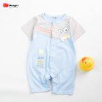 Baby/Toddler Wiggle Eye Printed Half Sleeves Rompers - Blue