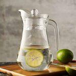 Bhanda Kunda Glass Pitcher with Plastic lid, Drinking Beverage Jug, Glass Water Jug