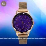 Black Dial With Rose Gold Strap Round Shape Stainless Steels Fashionable Magnetive Watch For Women