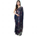 Blue Chiffon Printed Saree For Women