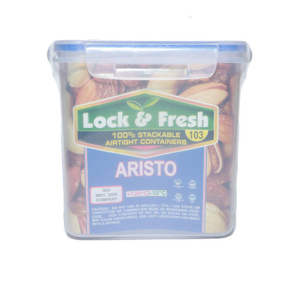 Blue Transparent Lock And Fresh Rectangular Plastic Container 1300ml