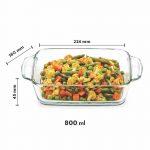 Borosil Square Dish with Handle, 800ml