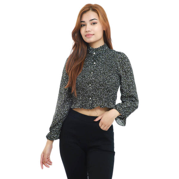 Button-Front Ruched Top For Women