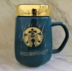 Ceramic Coffee Mug with Glass Mirror Lid