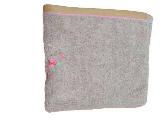 Cotton Light Brown Rose Embroidery 400 Gsm Bathtowel