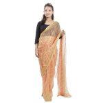 Cream Chunari Printed Chiffon Saree For Women