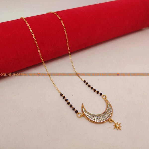 Crescent Moon Designed Panchadhaatu Mangalsutra For Women