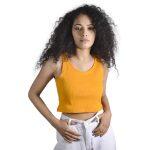 Crop Sando Top Golden Yellow T-Shirt For Women