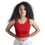Crop Sando Top Red T-Shirt For Women