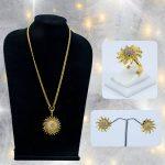 Crystal Pendant Star Set Of Ring, Eartop And Pendant With Gold Plated Chain
