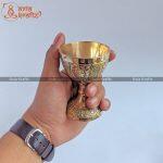 Cute Brass Wine Glass Set ( Set of 2 ) - 75ml - 3.3 Inches  Dhalod Wineglassset  Gift  Decor  Axia Krafts