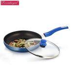 DeviDayal l Black Non Stick Soft Touched Blue Handle Fry Pan With Glass Lid-(240 Mm)