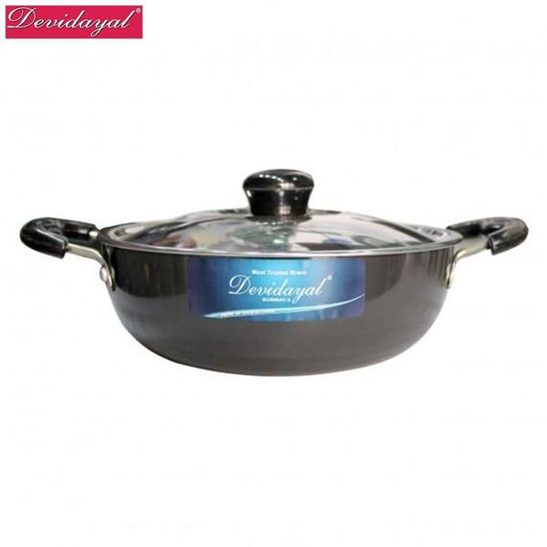 DeviDayal l Non-Stick Hard Anodized Deep Kadai With Lid-(4 Liter)