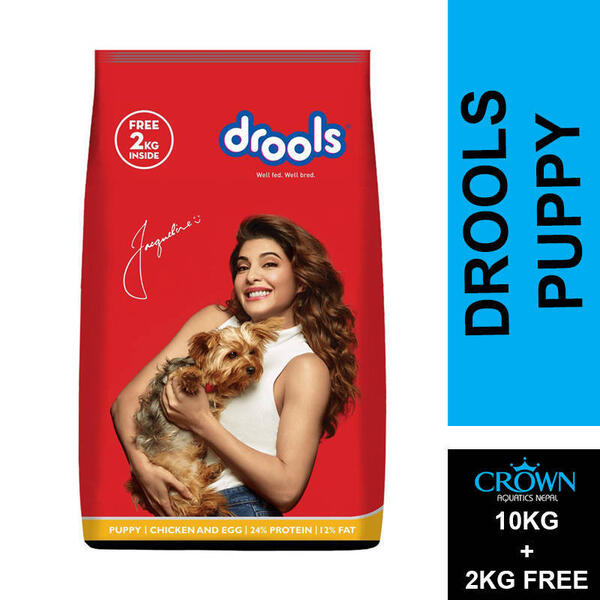 DROOLS Puppy Dog Food Chicken & Egg 10kg + 2kg FREE Inside By Crown Aquatics