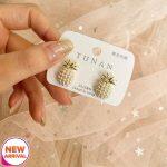 Elegant Irregular Gold plated Metal Pearl Stud Earrings