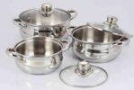 Famous 3 Pieces Induction Base Heavy Stainless Steel With Glass Lid Handi Set