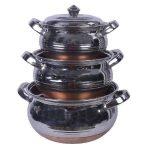 Famous 3 Pieces Steel Copper Handi Set