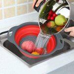 Foldable Silicone Colander Fruit Vegetable Washing Drain Strainer Basket Strainer Collapsible Colander With Handle Kitchen Tools