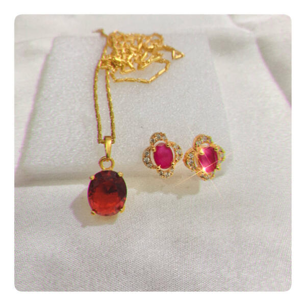Gold Plate Chain With Red locket
