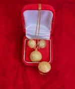 Gold Plated Chain Set With  Stones Embellished Ring And Earrings
