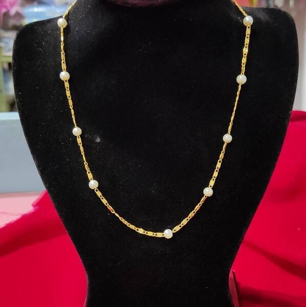 Gold Plated Chain With Pearl For Women
