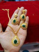 Gold plated Earrings And Locket Chain Set For Women(1set oniy)