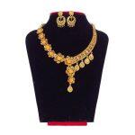 Gold Plated Flower Necklace Set Designed For Women