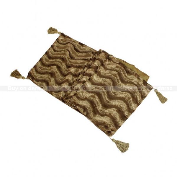 Golden Plain Tassels Designed Table Runner