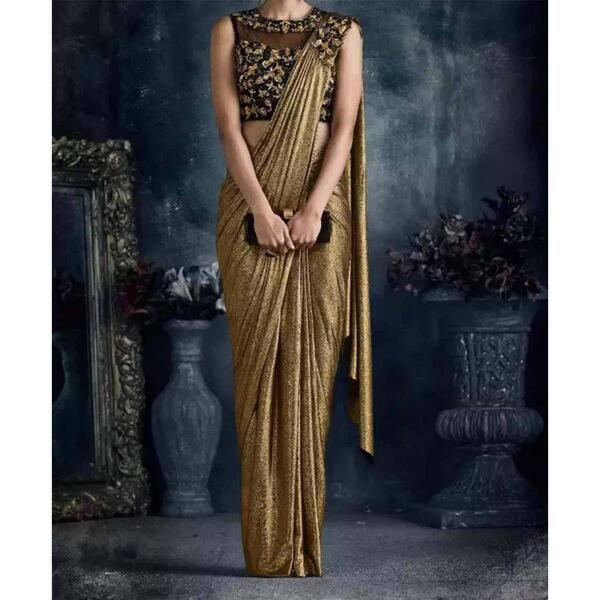 Golden Readymade Saree For Women