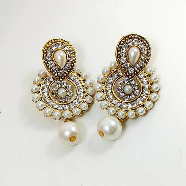 Golden/White Pearl Small Enclosed Drop Earrings
