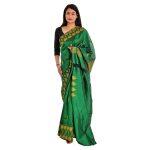 Green Dhaka Handloom Saree With Unstiched Blouse For Women