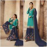 Green Semi-Stitched Partywear Sharara Set for Women