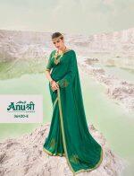 Green Vichitra Silk With Golden Border [36420_E]