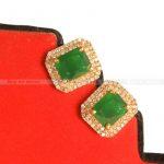 Green/ White Garkan Embedded Earring For Women