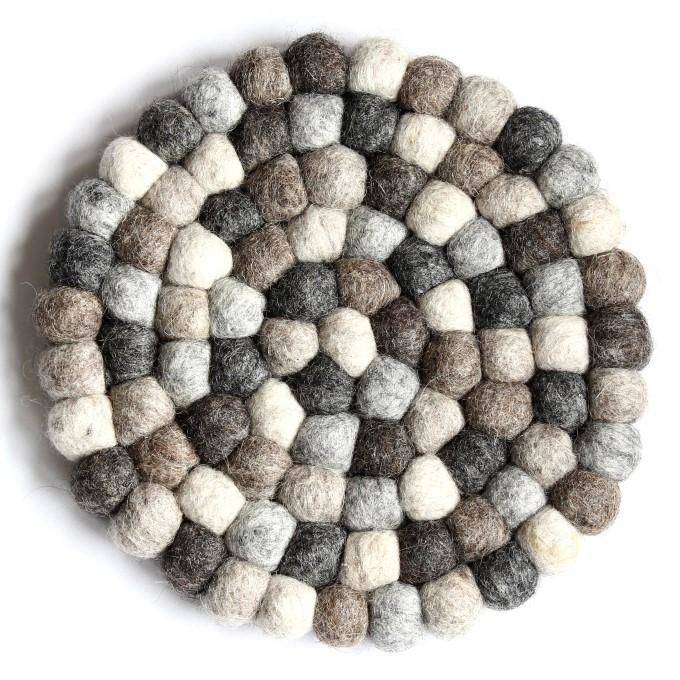 Grey/Brown Felt Round Coaster
