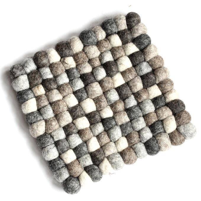 Grey/Brown Felt Square Coaster