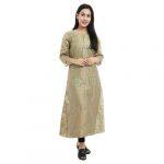 Grey Silk Floral Embroidered Kurti For Women