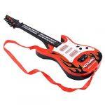 Guitar Finer Rock Band Music Electric Guitar 4 Strings Kids Children Musical Instruments Educational Toy – Red Flame