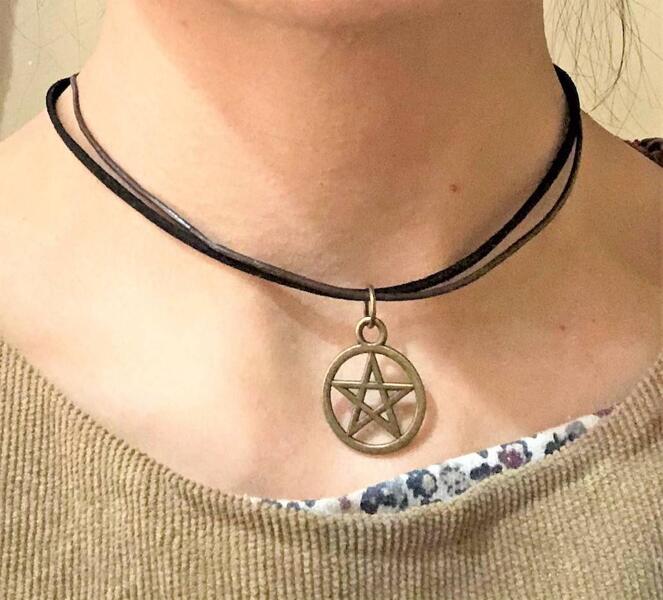 Handmade Brass Choker Necklace w/Leather Code for Women