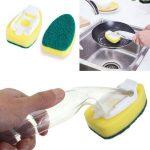 Heavy Duty Dish Wand Sponge For Kitchen Sink Cleaning Brush With 2 Sponge