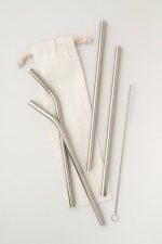 High Grade Stainless Steel Metal Straw 5-Piece Set  Brush Included Metal Straws Reusable Straws   Eco-friendly and Natural